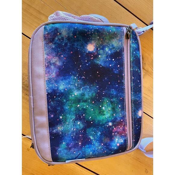 Kids School Space/Galaxy purple&blue lunchbox. Adjustable strap. insulated. - Picture 2 of 7